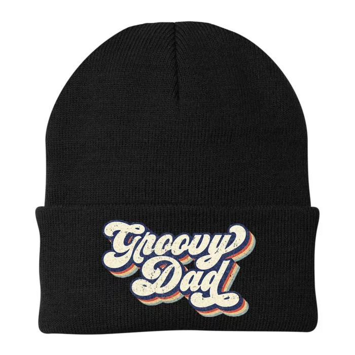 Groovy Dad Retro 70s Aesthetic Style Men Knit Cap Winter Beanie