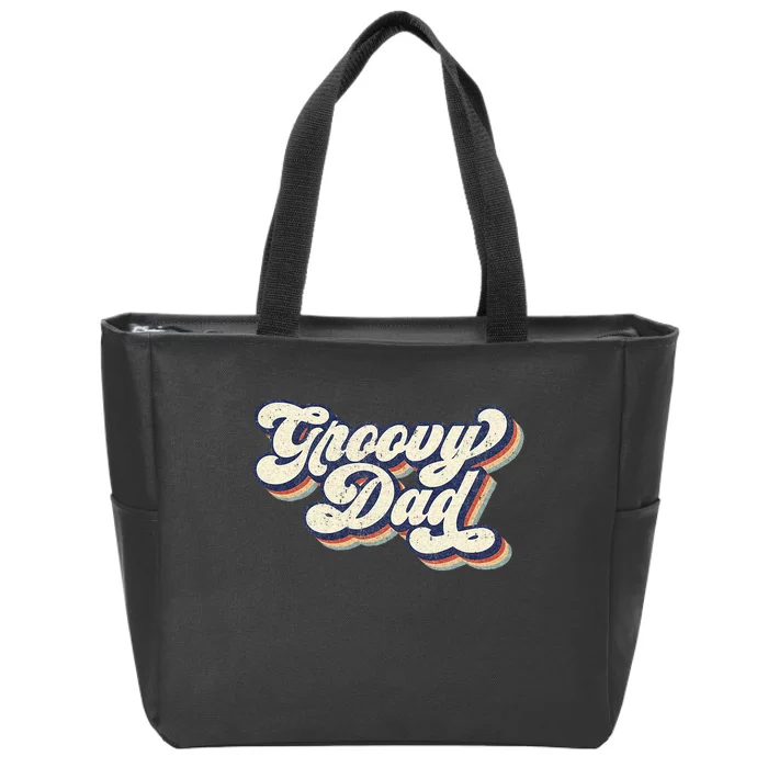 Groovy Dad Retro 70s Aesthetic Style Men Zip Tote Bag