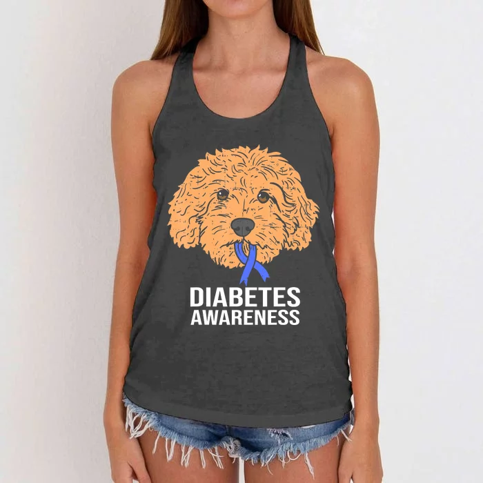 Goldendoodle Dog Ribbon Type 1 Diabetes Support Gift Women's Knotted Racerback Tank