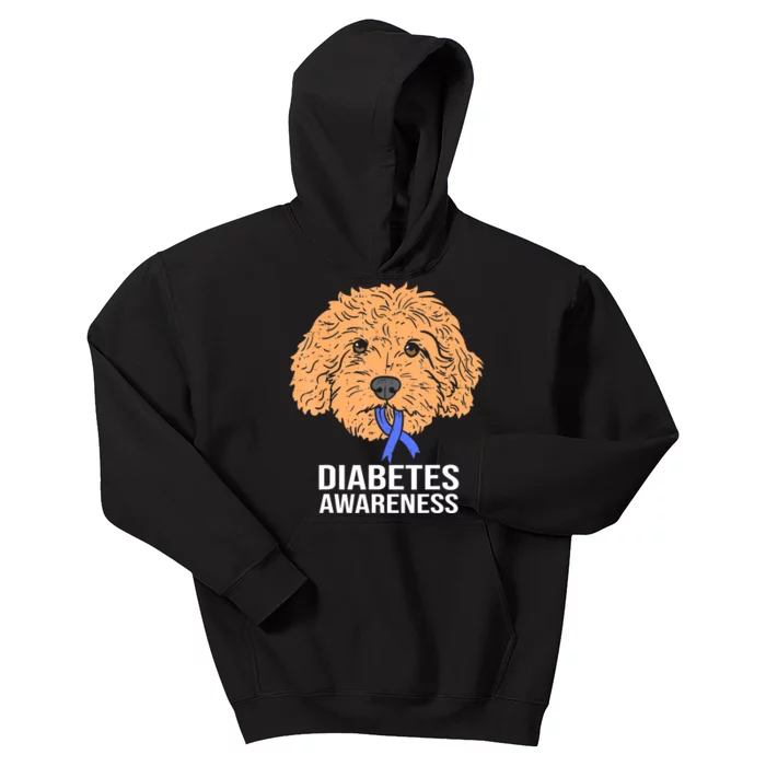 Goldendoodle Dog Ribbon Type 1 Diabetes Support Gift Kids Hoodie