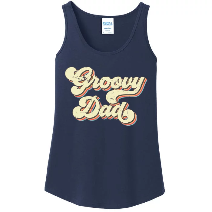 Groovy Dad Retro 70s Aesthetic Vintage Papa FatherS Day Ladies Essential Tank