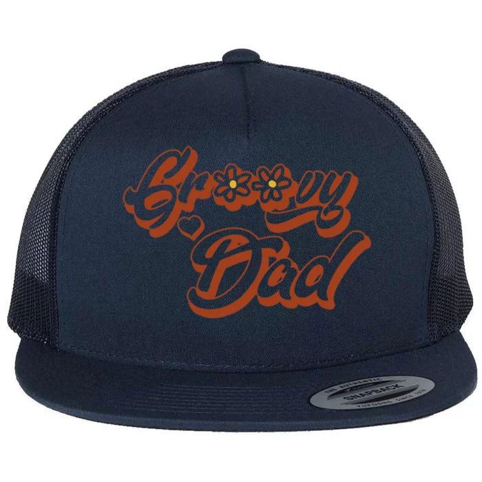 Groovy Dad Retro 70’s Birthday Flower Mom & Dad Matching Flat Bill Trucker Hat