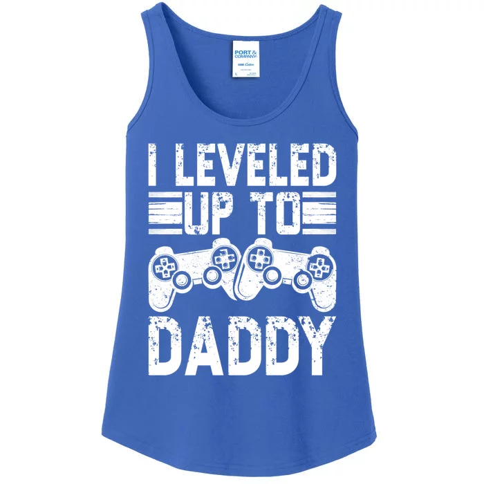 Gamer Dad Retro Vintage Unlocked Level I Leveled Up To Daddy Gift Ladies Essential Tank