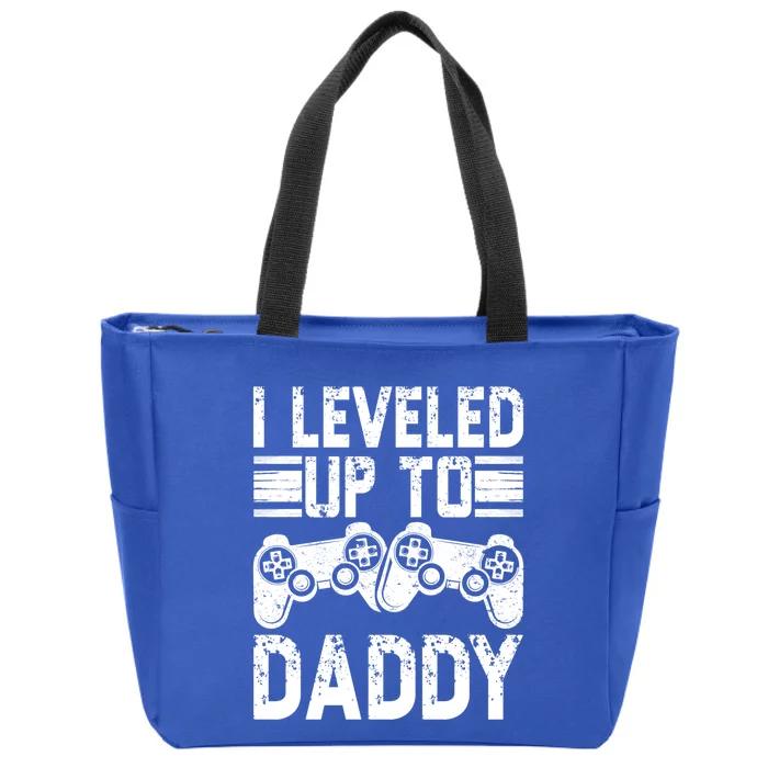 Gamer Dad Retro Vintage Unlocked Level I Leveled Up To Daddy Gift Zip Tote Bag