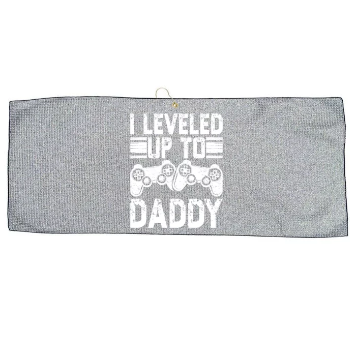 Gamer Dad Retro Vintage Unlocked Level I Leveled Up To Daddy Gift Large Microfiber Waffle Golf Towel