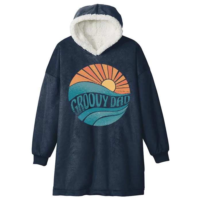 Groovy Dad Retro Sunset Gift Hooded Wearable Blanket