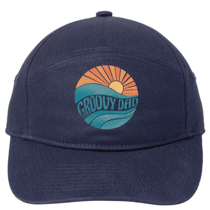 Groovy Dad Retro Sunset Gift 7-Panel Snapback Hat