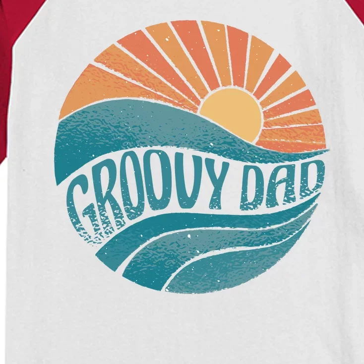 Groovy Dad Retro Sunset Gift Kids Colorblock Raglan Jersey