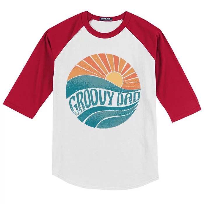 Groovy Dad Retro Sunset Gift Kids Colorblock Raglan Jersey