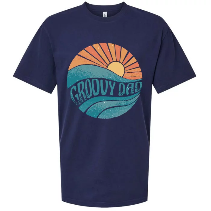 Groovy Dad Retro Sunset Gift Sueded Cloud Jersey T-Shirt