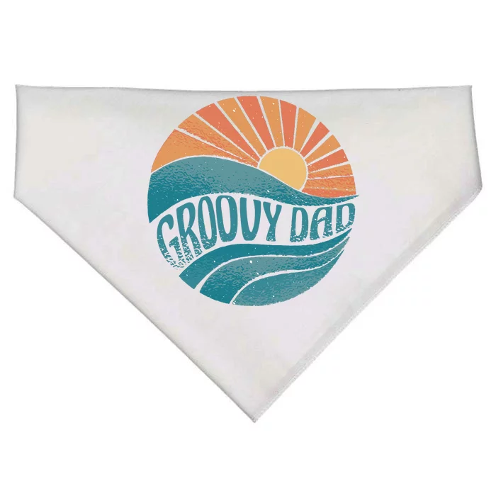 Groovy Dad Retro Sunset Gift USA-Made Doggie Bandana