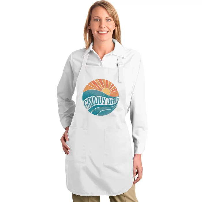 Groovy Dad Retro Sunset Gift Full-Length Apron With Pocket