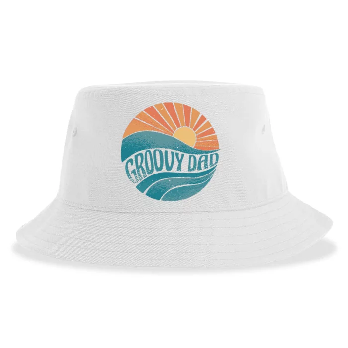 Groovy Dad Retro Sunset Gift Sustainable Bucket Hat