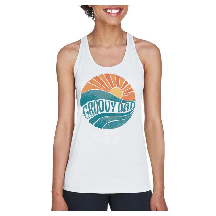 Groovy Dad Retro Sunset Gift Women's Racerback Tank