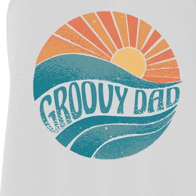 Groovy Dad Retro Sunset Gift Women's Racerback Tank