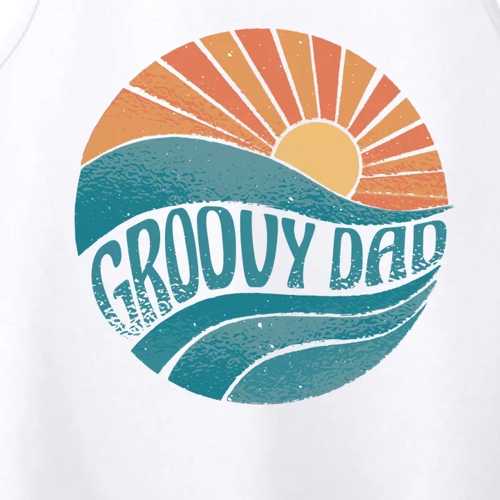 Groovy Dad Retro Sunset Gift Performance Tank