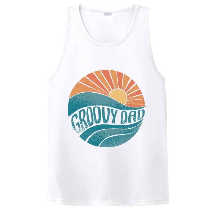 Groovy Dad Retro Sunset Gift Performance Tank