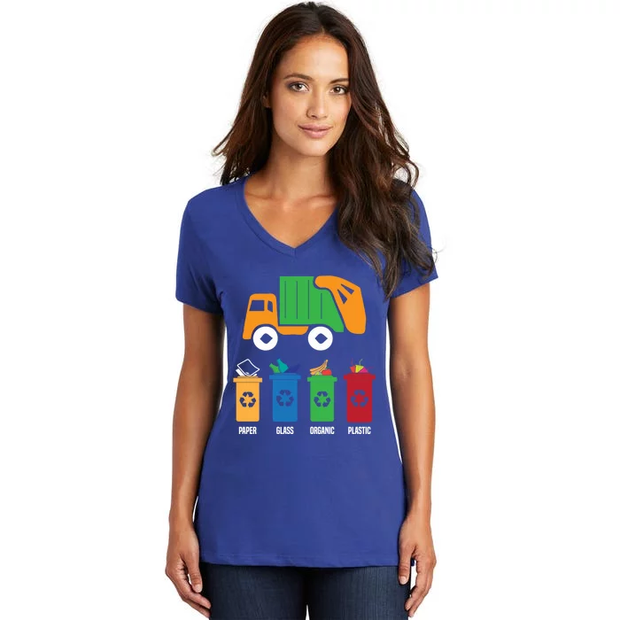 Garbage Day Recycling Truck Trash Gift Women's V-Neck T-Shirt