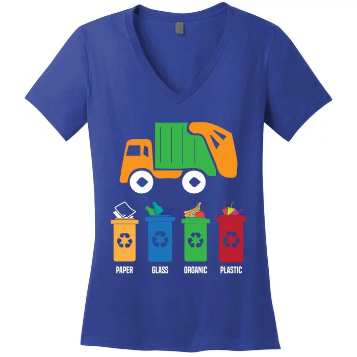 Garbage Day Recycling Truck Trash Gift Women's V-Neck T-Shirt