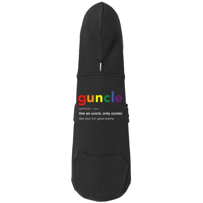 Guncle Definition Rainbow Pride Color for Gay Uncle Doggie 3-End Fleece Hoodie