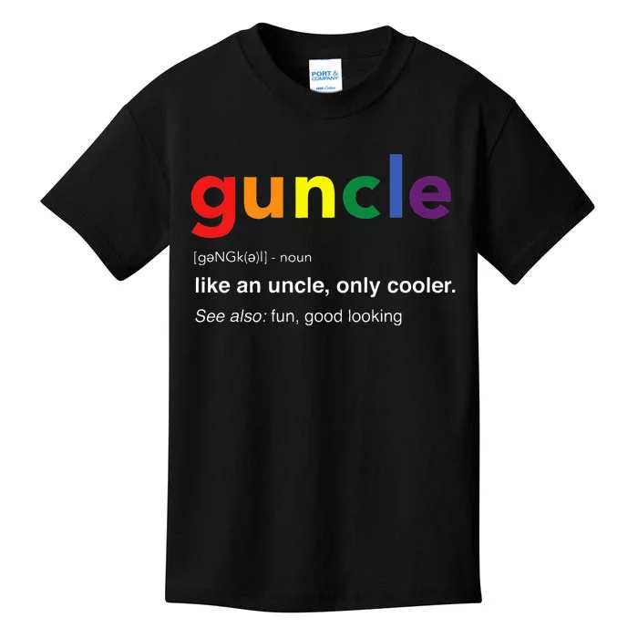 Guncle Definition Rainbow Pride Color for Gay Uncle Kids T-Shirt