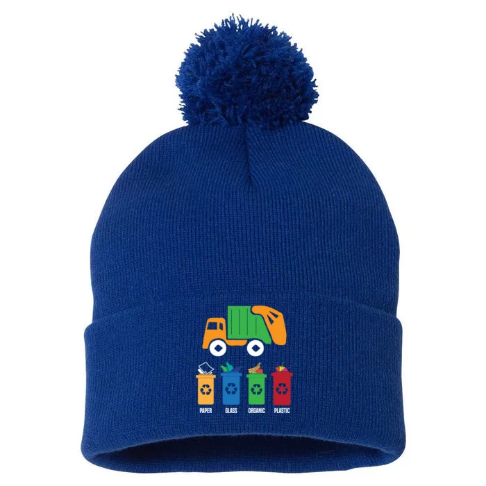 Garbage Day Recycling Truck Pom Pom 12in Knit Beanie