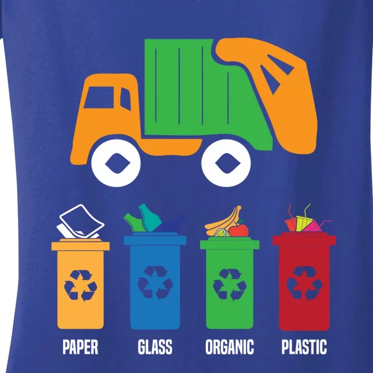 Garbage Day Recycling Truck Women's V-Neck T-Shirt