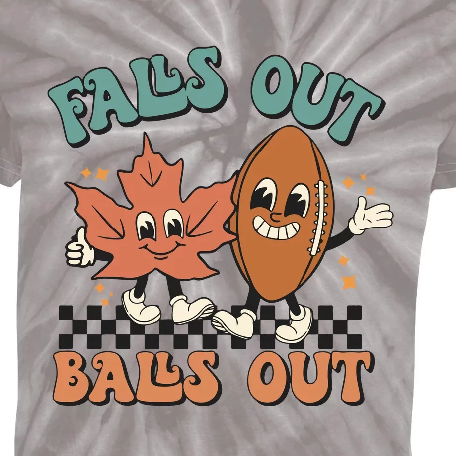 Game Day Retro Football Falls Out Balls Out Kids Tie-Dye T-Shirt