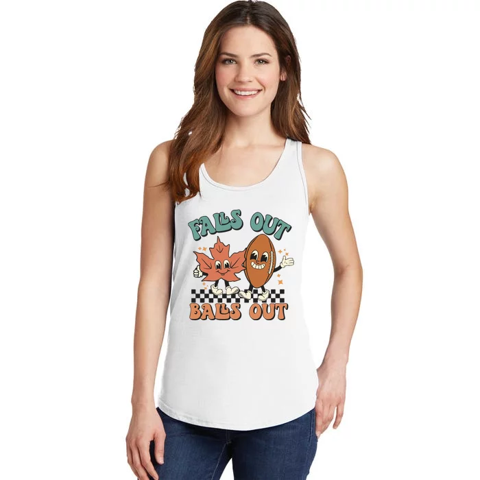 Game Day Retro Football Falls Out Balls Out Ladies Essential Tank