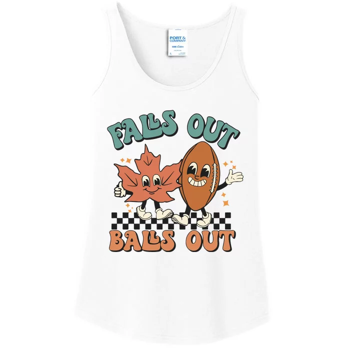 Game Day Retro Football Falls Out Balls Out Ladies Essential Tank