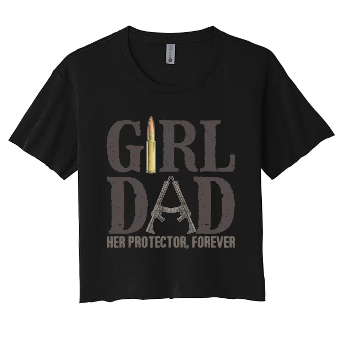 Girl Dad Retro Vintage Gift Dad Father Birthday Women's Crop Top Tee