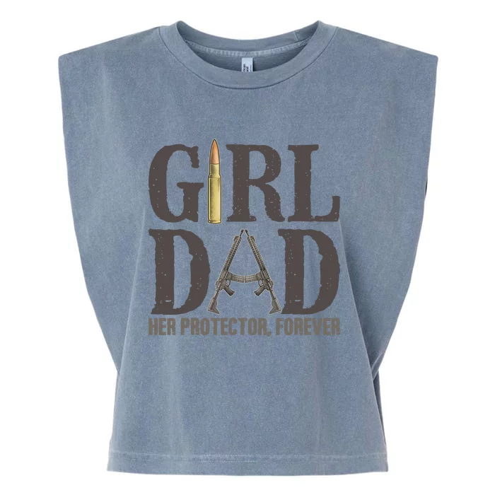 Girl Dad Retro Vintage Gift Dad Father Birthday Garment-Dyed Women's Muscle Tee