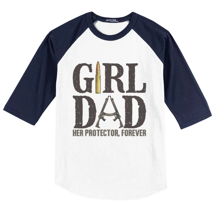 Girl Dad Retro Vintage Gift Dad Father Birthday Baseball Sleeve Shirt