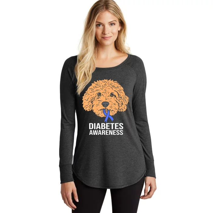 Goldendoodle Dog Ribbon Type 1 Diabetes Support Women's Perfect Tri Tunic Long Sleeve Shirt