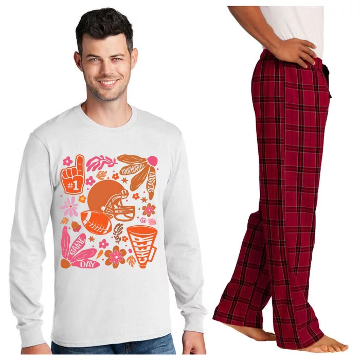 Game Day Retro Football Touchdown Season Long Sleeve Pajama Set