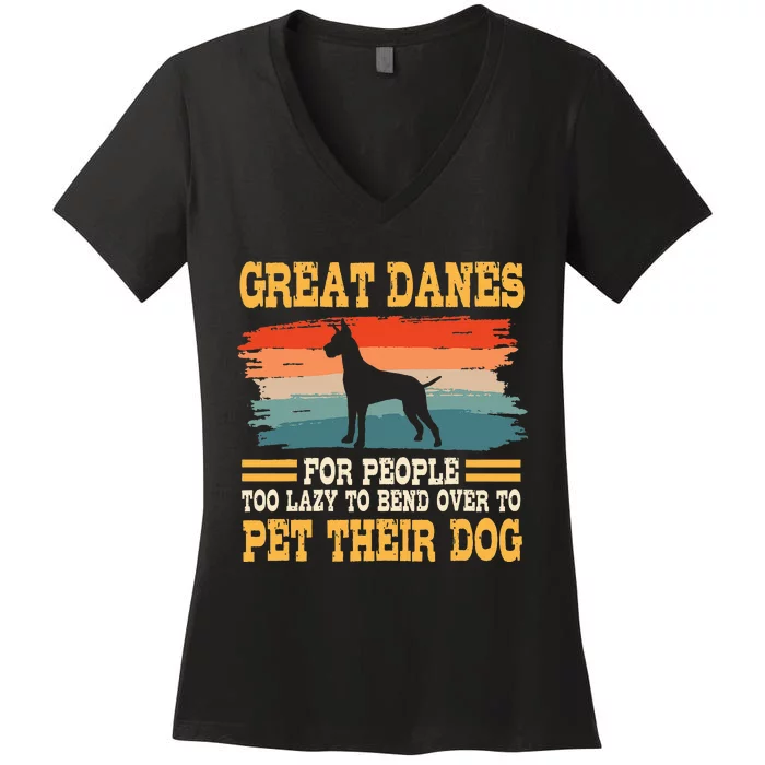 Great Dane Retro Vintage German Mastiff Gentle Dog Lover Women's V-Neck T-Shirt