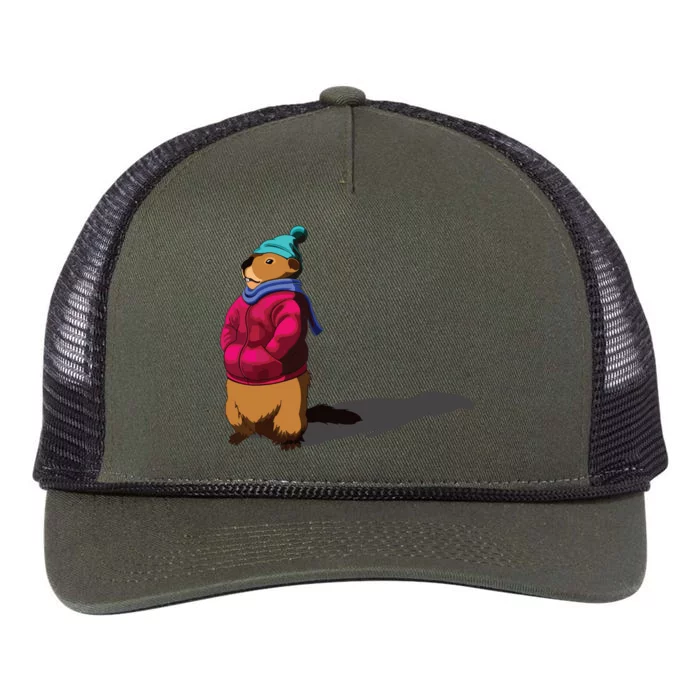 Groundhog Day Shadow Gift Ground Hog Retro Rope Trucker Hat Cap