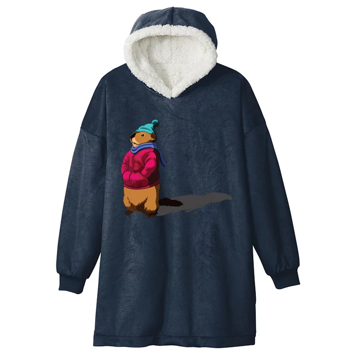 Groundhog Day Shadow Gift Ground Hog Hooded Wearable Blanket