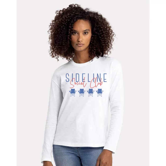 Game Day Sideline Social Club Tumbler Funny Mom Team Game Day Womens Cotton Relaxed Long Sleeve T-Shirt