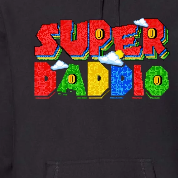 Gamer Dad Super Daddio Fathers Day Funny Gift Premium Hoodie