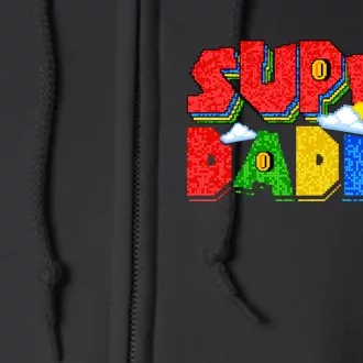 Gamer Dad Super Daddio Fathers Day Funny Gift Full Zip Hoodie