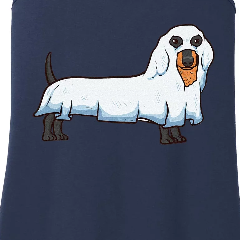 Ghost Dachshund Spooky Dog Wiener Halloween Costume Ladies Essential Tank