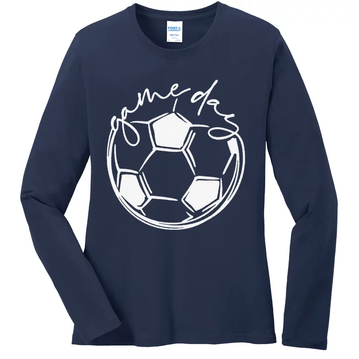 Game Day  Sports Parent  Soccer Mom Ladies Long Sleeve Shirt