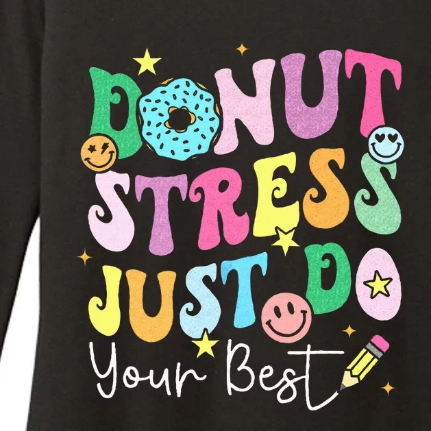 Groovy Donut Stress Just Do Your Best Test Day Womens CVC Long Sleeve Shirt