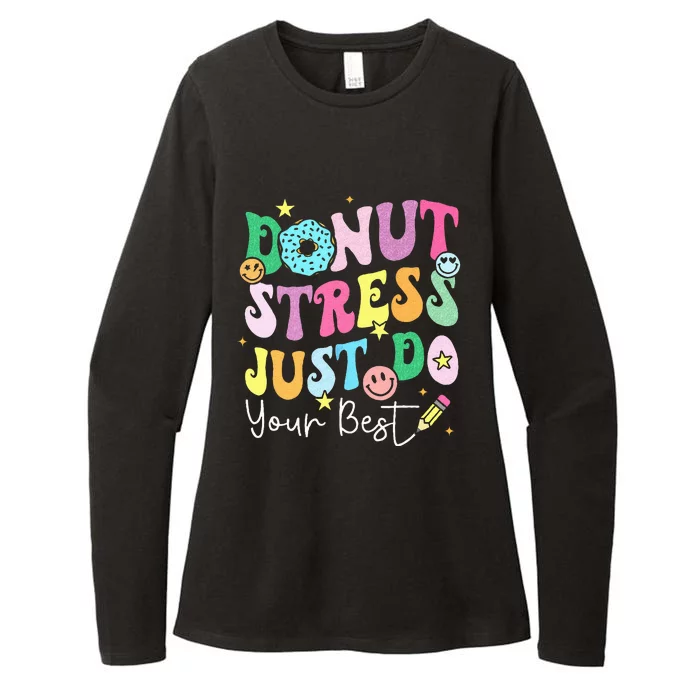 Groovy Donut Stress Just Do Your Best Test Day Womens CVC Long Sleeve Shirt