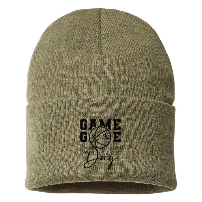 Game Day Sport Lover Mothers Day Basketball Mom Women Girl Sustainable Knit Beanie