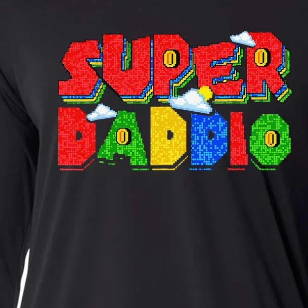 Gamer Dad Super Daddio Father's Day Funny Gift Cooling Performance Long Sleeve Crew