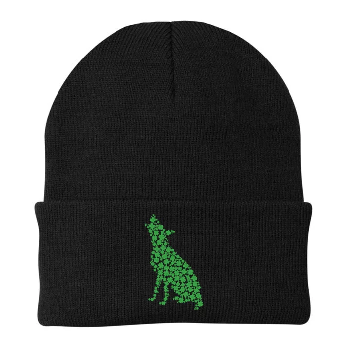 Green Dog Shamrock St Patricks Day Knit Cap Winter Beanie