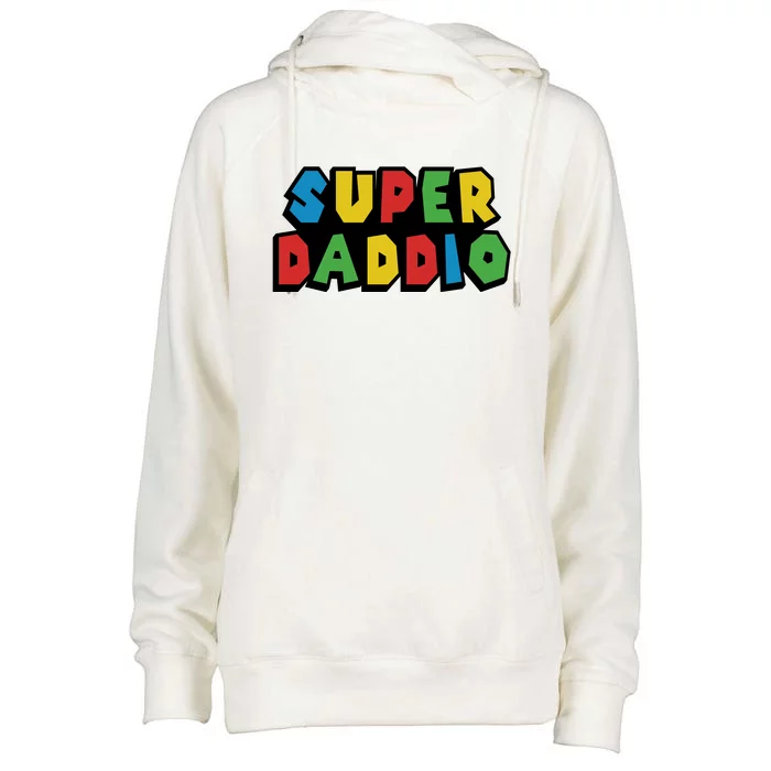 Gamer Dad Super Daddio Fathers Day Funny Gift Womens Funnel Neck Pullover Hood