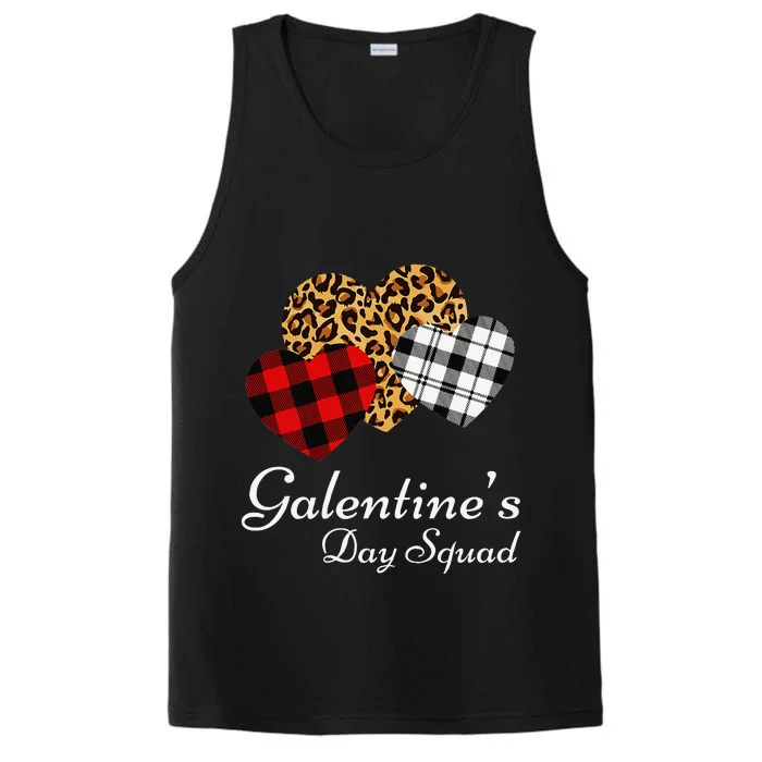 Galentine's Day Squad Valentine's Hearts Love Leopard Plaid Performance Tank